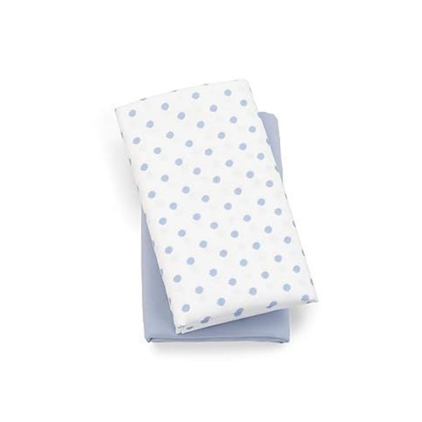 2 Pack Of Chicco Lullaby Blue Dot Playard Sheets