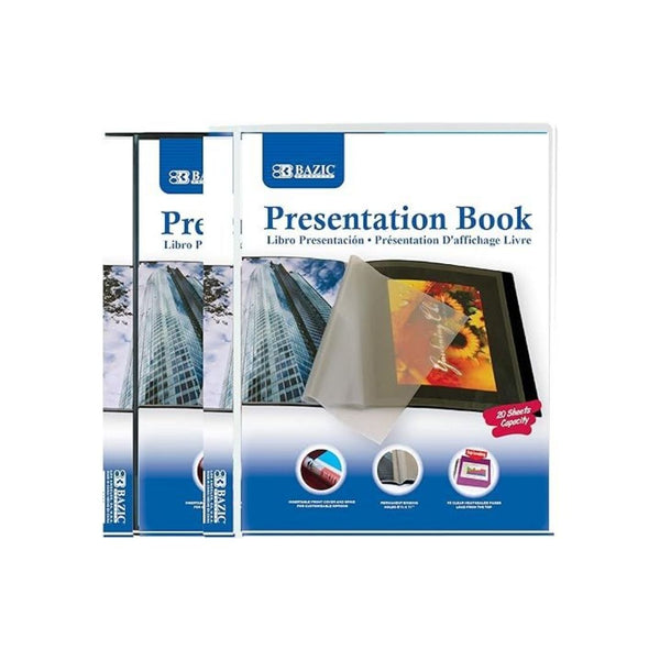 2 Pack BAZIC Presentation Book 10-Pockets Binder w/ Plastic Clear Sleeves