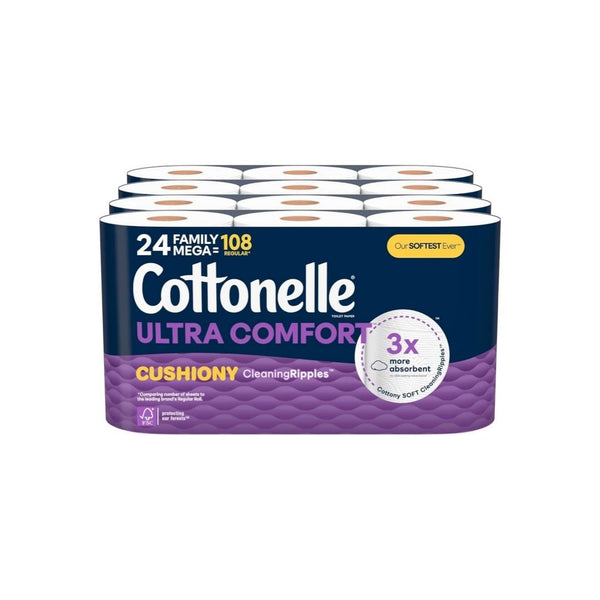24 Family (108 Regular) Rolls Of Cottonelle Ultra Toilet Paper
