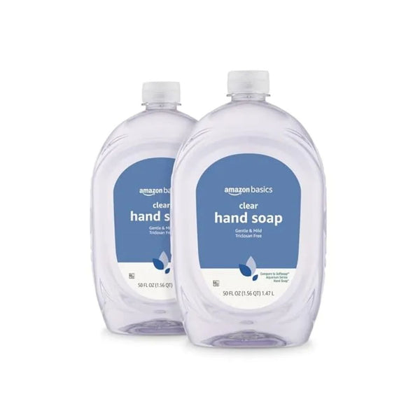 2 Refill 50oz Bottles Of Amazon Basics Gentle & Mild Clear Liquid Hand Soap