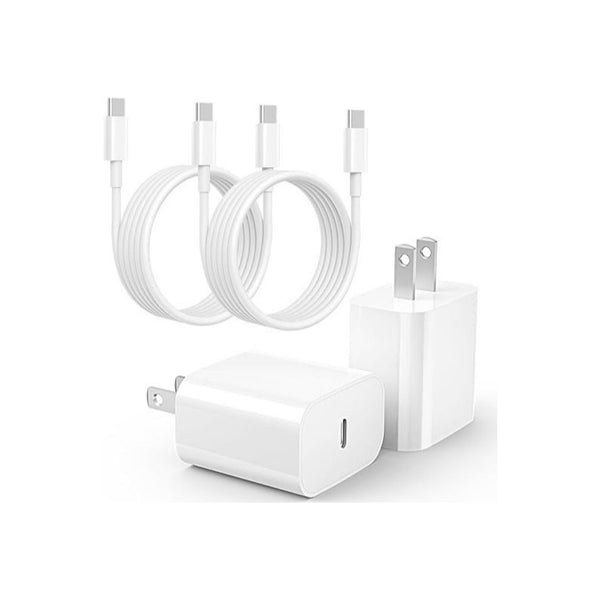 2-Pack 20W USB-C Charging Brick With USB-C Cable