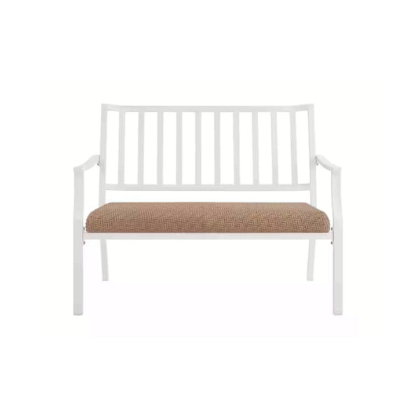 2-Person White Steel Outdoor Bench