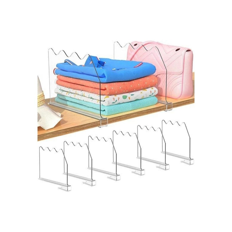 6-Piece Acrylic Clear Shelf Dividers Set