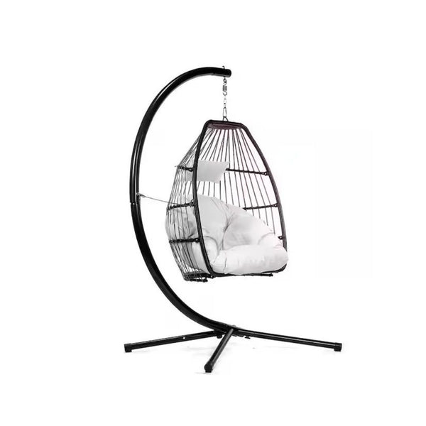 Barton Wicker Egg-Shaped Patio Swing Chair with Cushion