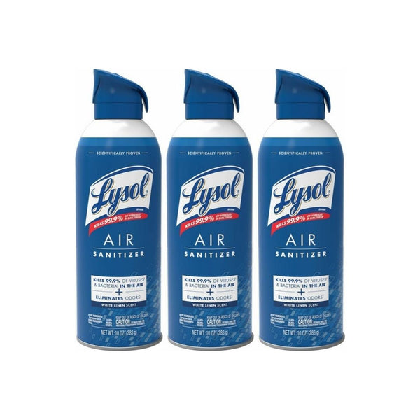 Pack of 3 Lysol Air Sanitizer Spray, White Linen Scent