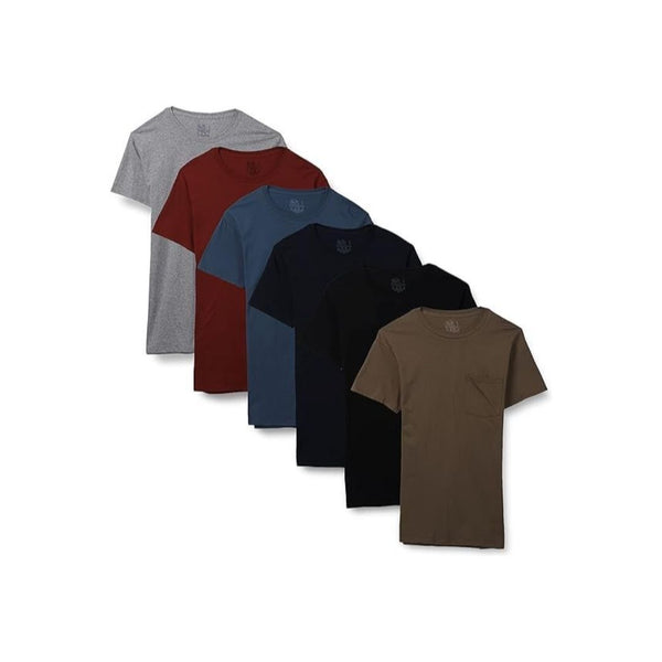 Pack of 6 Fruit of the Loom Men’s Eversoft Cotton Short Sleeve Pocket T-Shirts