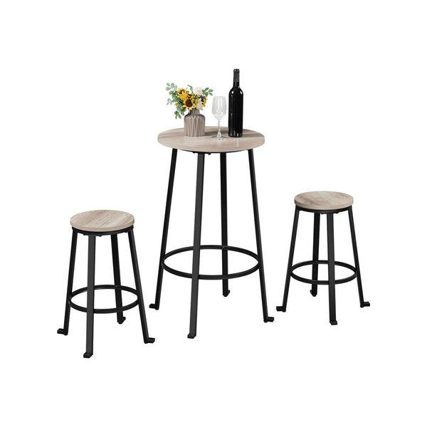 3-Piece Wooden Bistro Bar Set with Metal Legs