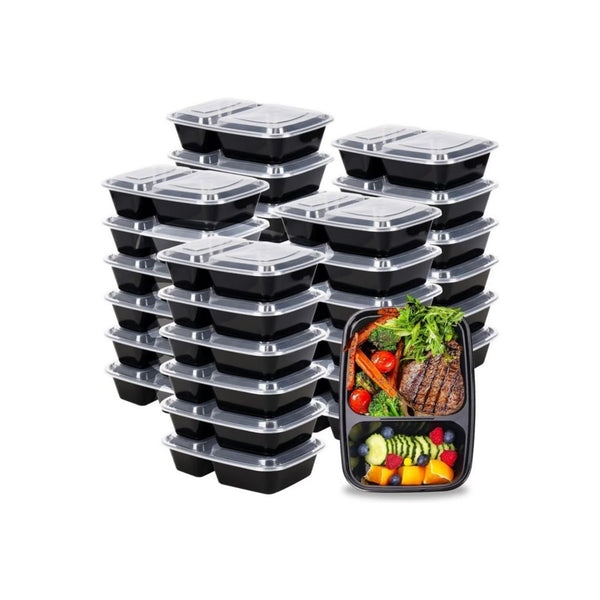 30-Pack 32oz 2 Compartment Food Storage Containers with Lids