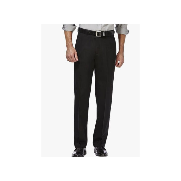 Haggar Men’s Premium No Iron Khaki Classic Fit Expandable Waist Flat Front Pants