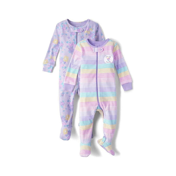 2-Pack The Children’s Place Girls’ Zip-Front One Piece Footed Pajamas