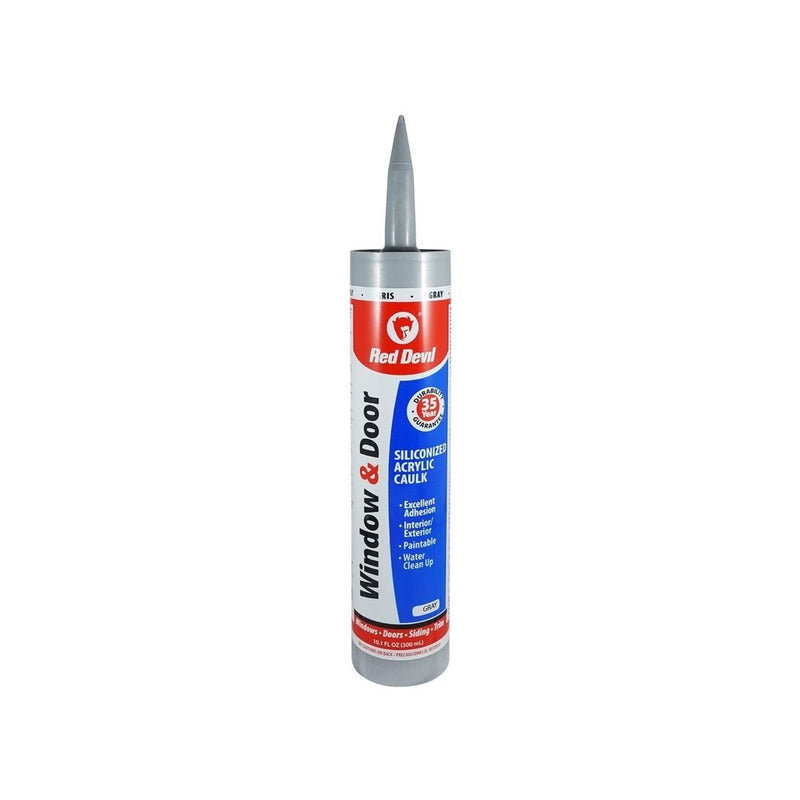 Red Devil Window & Door Siliconized Acrylic Caulk 10.1oz Gray Tube