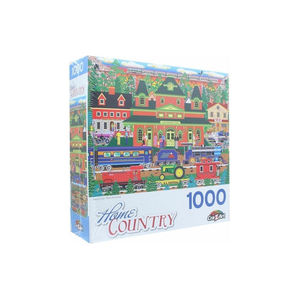 RoseArt – Home Country Mountain Rail Holiday 1,000 Pc Puzzle