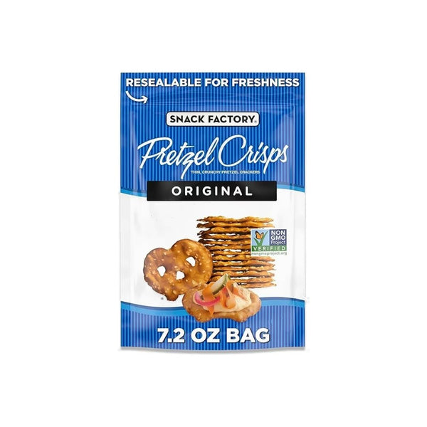 Snack Factory Original Pretzel Crisps, 7.2 oz Resealable Bag