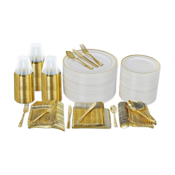 600 Pcs Plastic Disposable Dinnerware Set
