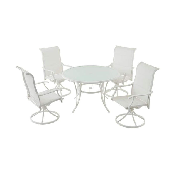 4-Pack Riverbrook Shell White Padded Sling Aluminum Outdoor Dining Chairs