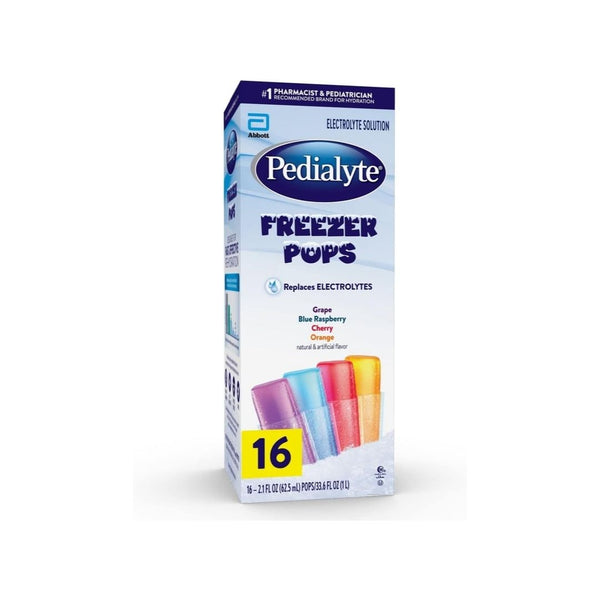 16 Pack Pedialyte Electrolyte Solution Freezer Pops, 2.1 Fl Oz