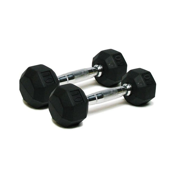 2-Piece 10lb Rubber Hex Dumbbell Set