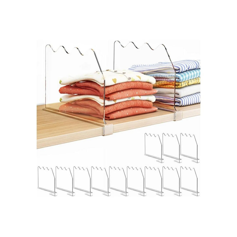 12 Pack Clear Shelf Dividers for Closet Organization