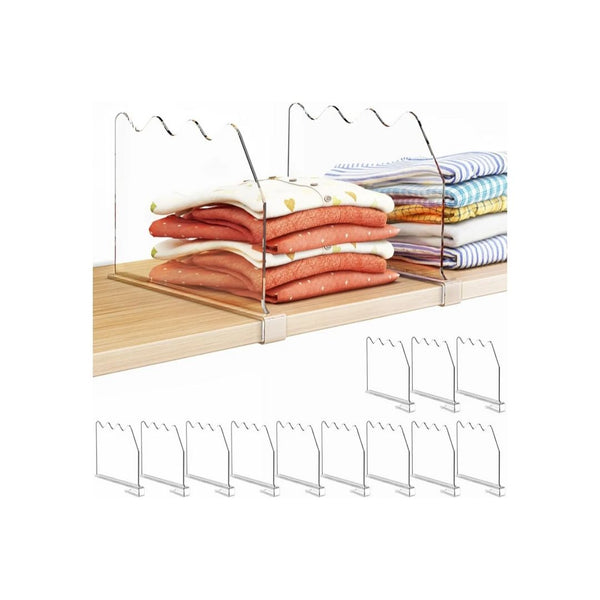 12 Pack Clear Shelf Dividers for Closet Organization