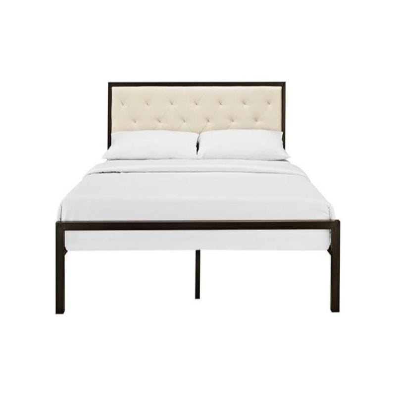 Mia Upholstered Tufted Platform Bed with Metal Slat Support