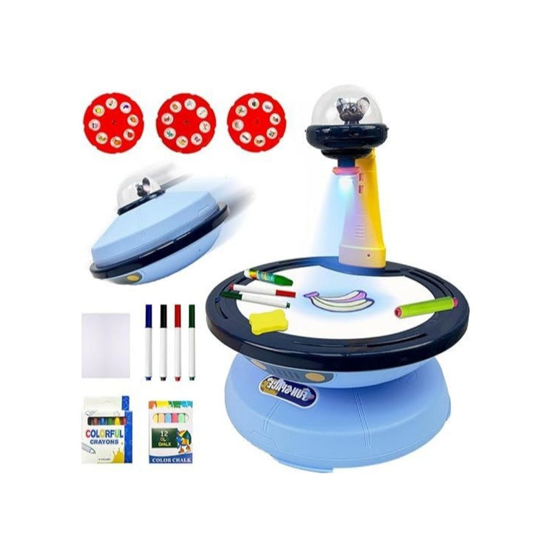 Preschool Drawing Projector Doodle Blue Board with 24 Stencils
