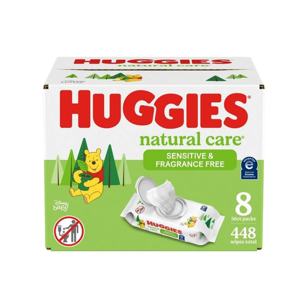8 Flip-Top Packs Huggies Natural Care Sensitive Baby Wipes