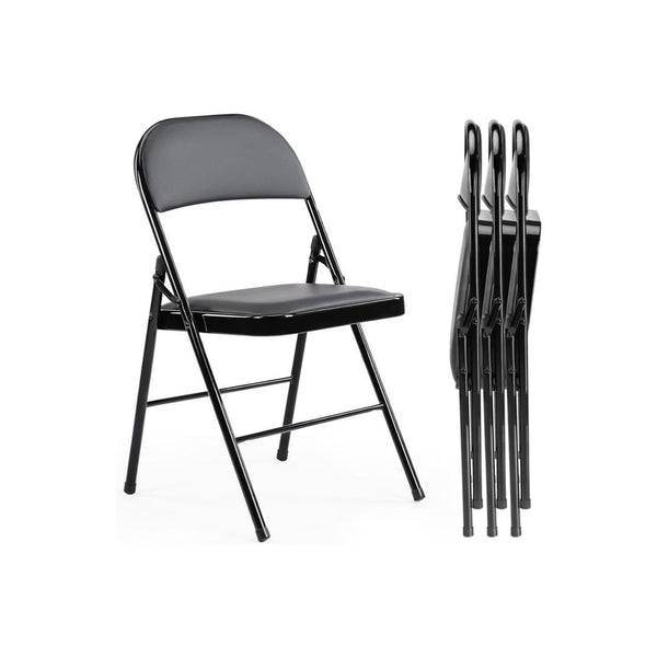 4-Pack Leather Padded Folding Chairs