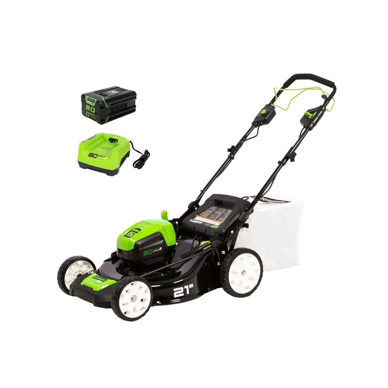 Greenworks 80V 21-Inch Self Propelled Mower 5Ah Battery & Charger