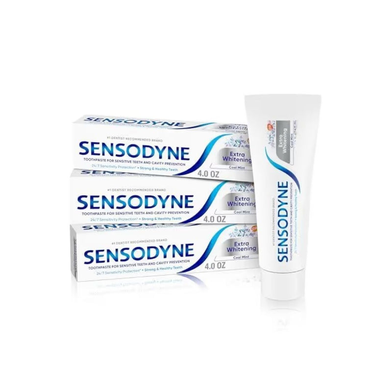 3 Pack Of Sensodyne Extra Whitening Sensitive Teeth Cool Mint Toothpaste