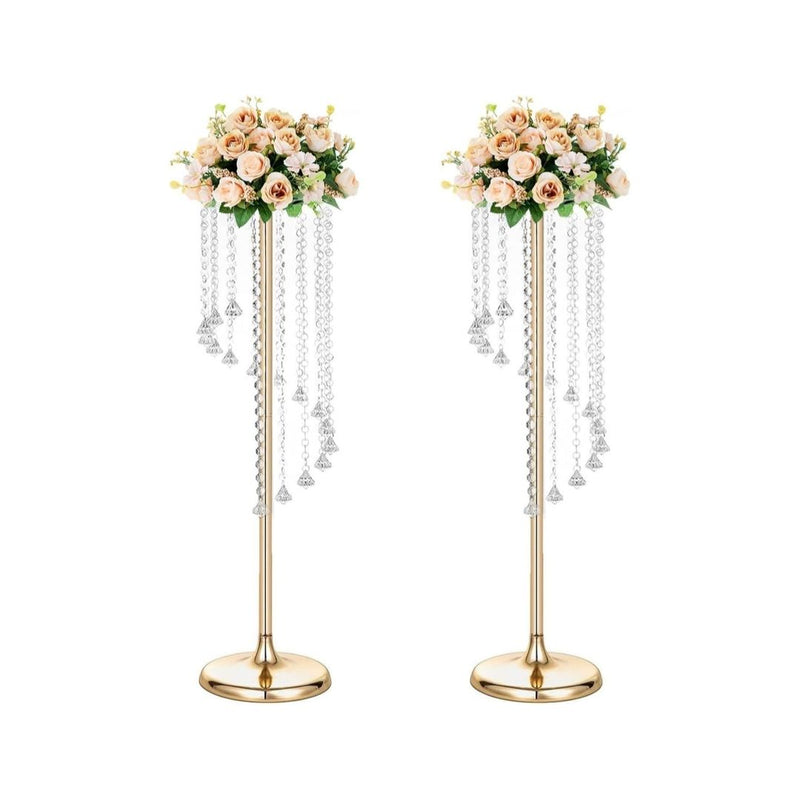 2-Piece Metal & Glass Gold Vase Set