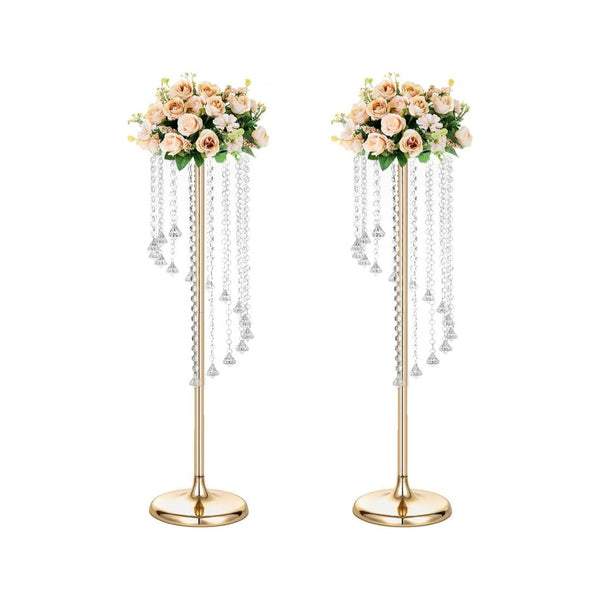 2-Piece Metal & Glass Gold Vase Set