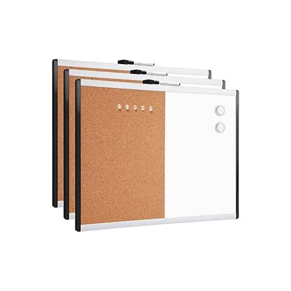 Pack of 3 Magnetic Dry-Erase Combo Rectangular Board