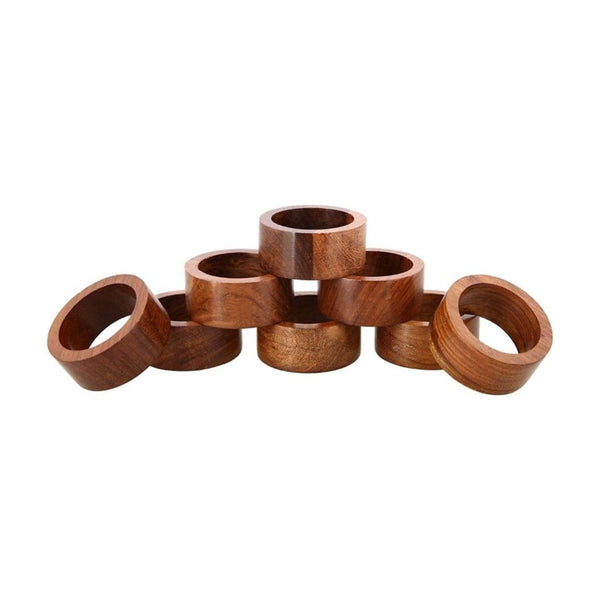 Set of 8 Handmade Wooden Napkin Rings