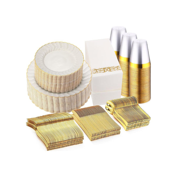 280-Pcs Disposable Plastic Dinnerware Set