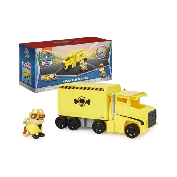 Paw Patrol, Big Truck Pup’s Rubble Transforming Toy Trucks with Collectible Action Figure