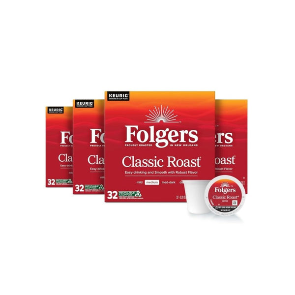 128 Keurig K-Cup Pods Folgers Classic Roast Medium Roast Coffee