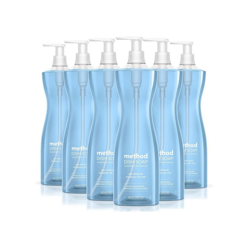 6 Pump Bottles of Method Gel Dish Soap, Sea Minerals