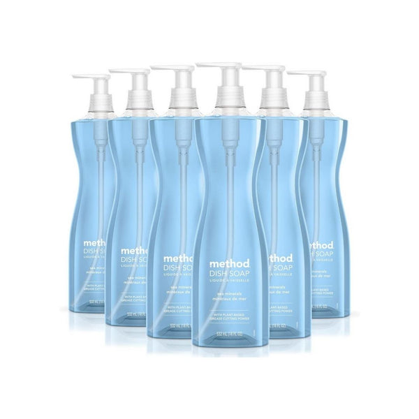 6 Pump Bottles of Method Gel Dish Soap, Sea Minerals