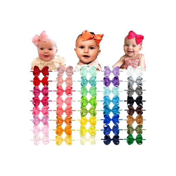 40 Pcs 4.5-Inch Hair Bows Nylon Headbands