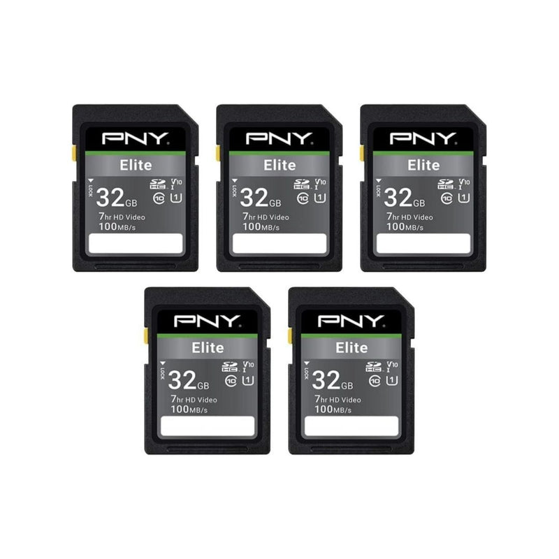 5-Pack PNY 32GB Elite Class 10 SDHC Flash Memory Cards