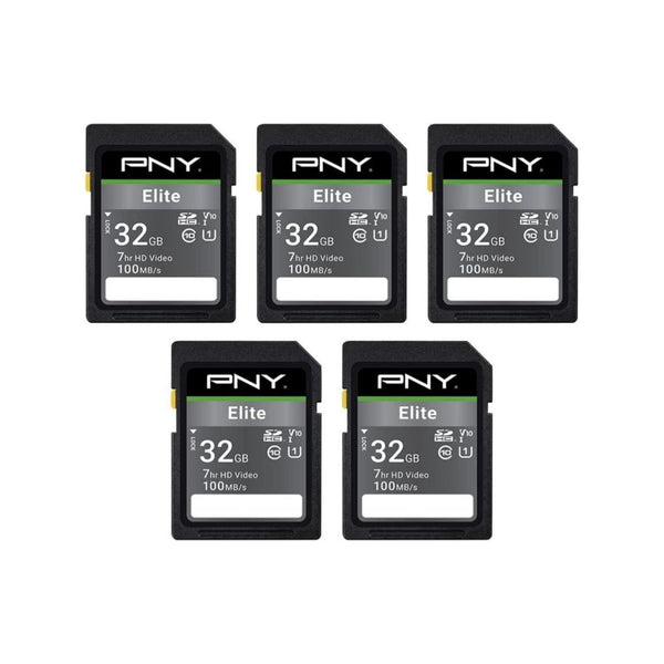 5-Pack PNY 32GB Elite Class 10 SDHC Flash Memory Cards
