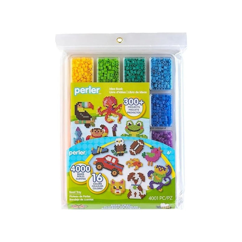 4001-Pcs Perler Assorted Fuse Beads Kit with Storage Tray and Pattern Book