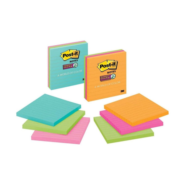 Post-it Assorted Bright Colors Lined Super Sticky Notes (3 Pads)