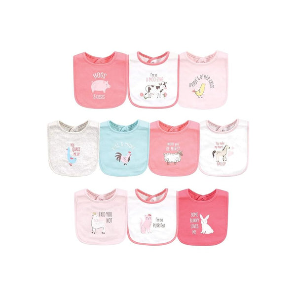 10-Count Hudson Baby Unisex BabyCotton Bibs
