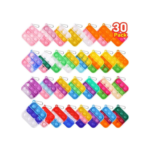 30-Pack Mini Bubble Pop Fidget Keychains
