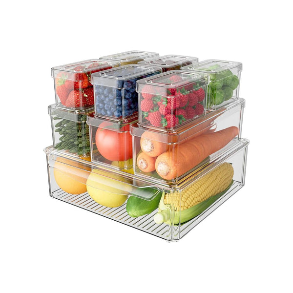 10-Pack Clear Fridge Organizer Bins