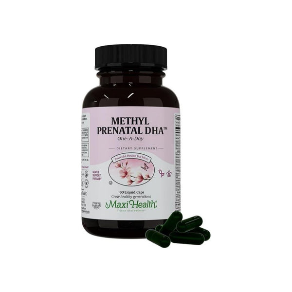 60 Liquid Caps Maxi Health Methyl Prenatal DHA Prenatal Vitamins with 25 Nutrients