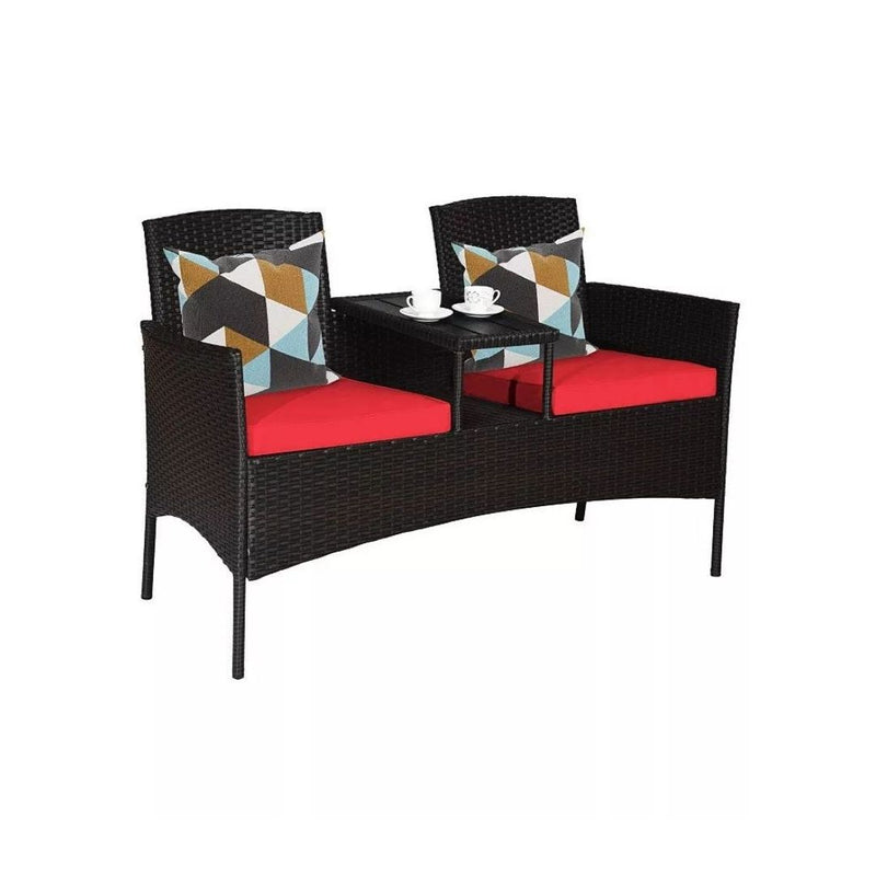 Patented Modern Patio Set with Built-in Coffee Table and Cushions