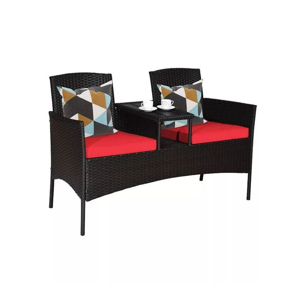 Patented Modern Patio Set with Built-in Coffee Table and Cushions