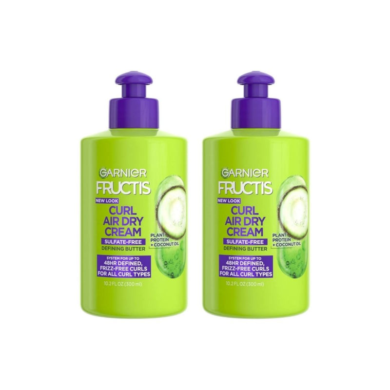 2-Pack Garnier Fructis Curl Nourish Air Dry Cream, Sulfate-Free Leave-in Conditioner